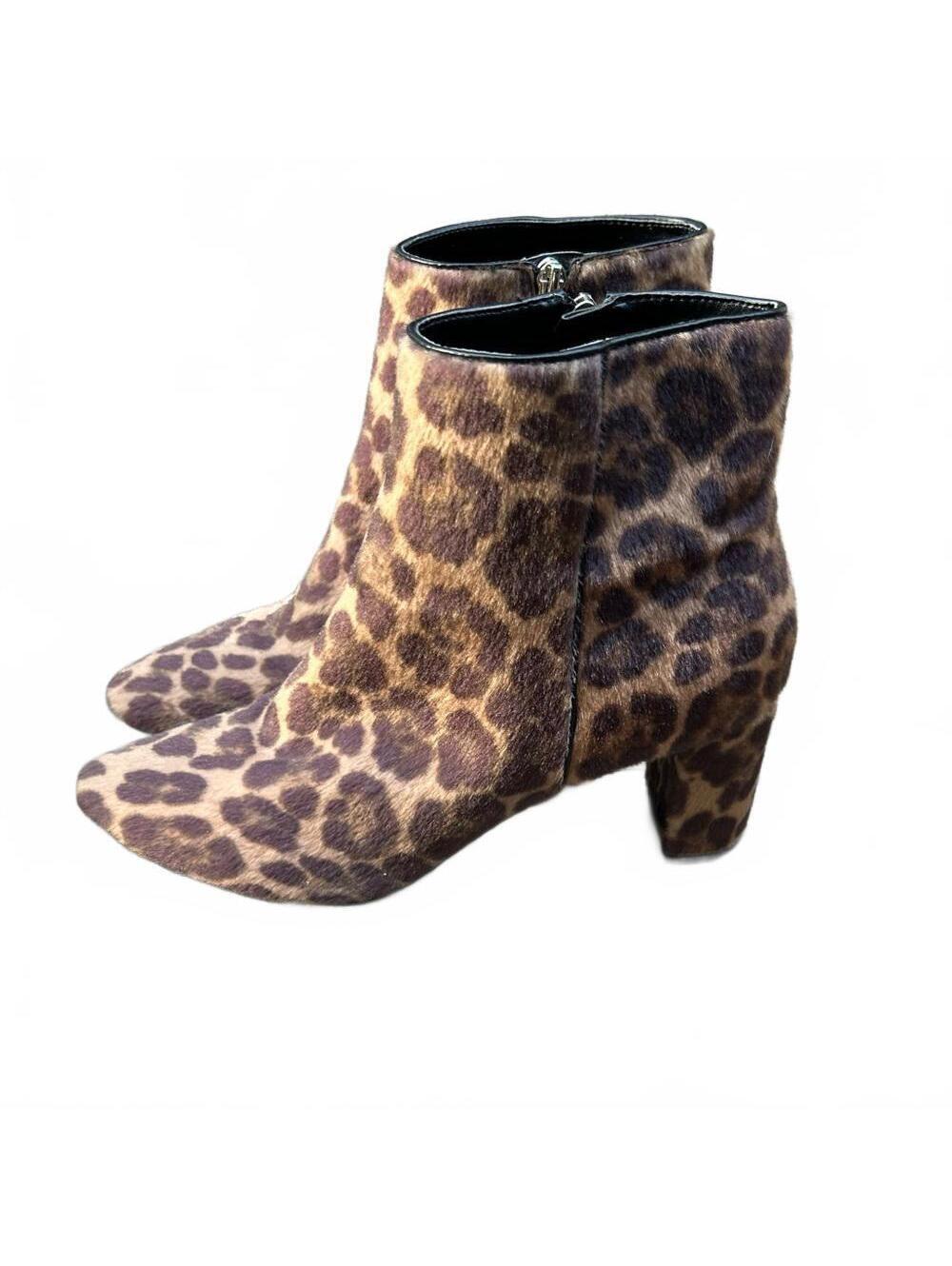 Nine West Faux Fur Animal Print Mob Wife 2.75" Heeled Ankle Boots | Size 10
